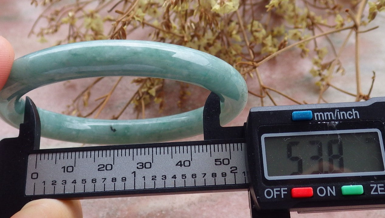 Certified Icy Green Burma 100% Natural A JADE Jadeite Circle Bangle Bracelet 55 mm 手镯 630667 TN