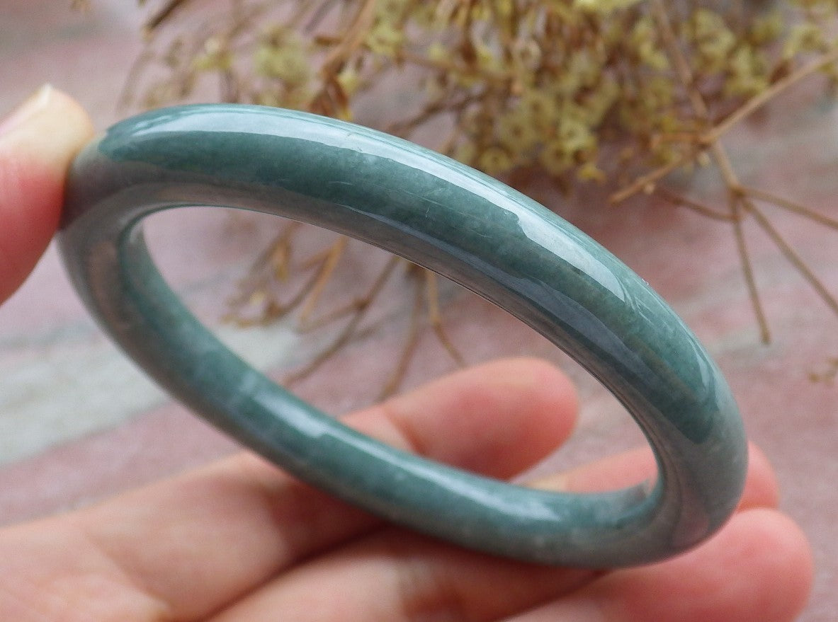Certified Icy Green Burma 100% Natural A JADE Jadeite Circle Bangle Bracelet 55 mm 手镯 630687 TN