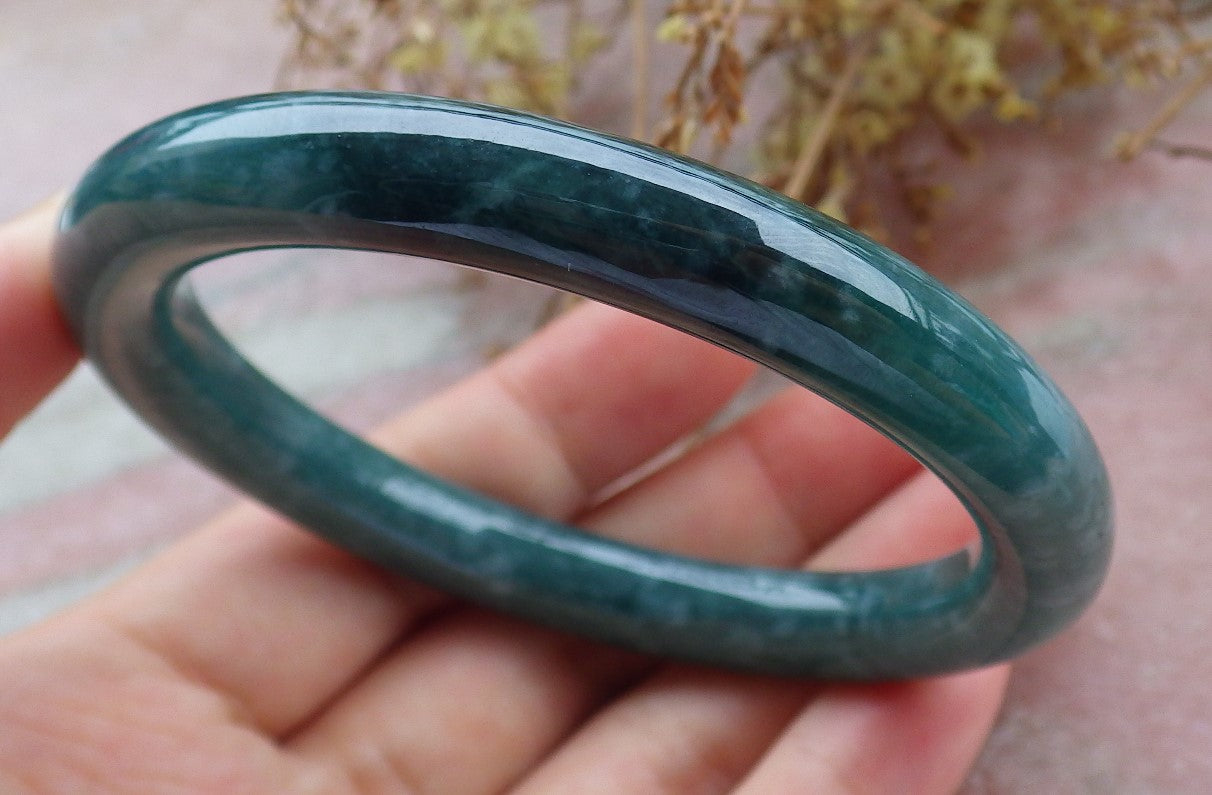 Certified Icy Green Burma 100% Natural A JADE Jadeite Circle Bangle Bracelet 56 mm 手镯 630706 TN