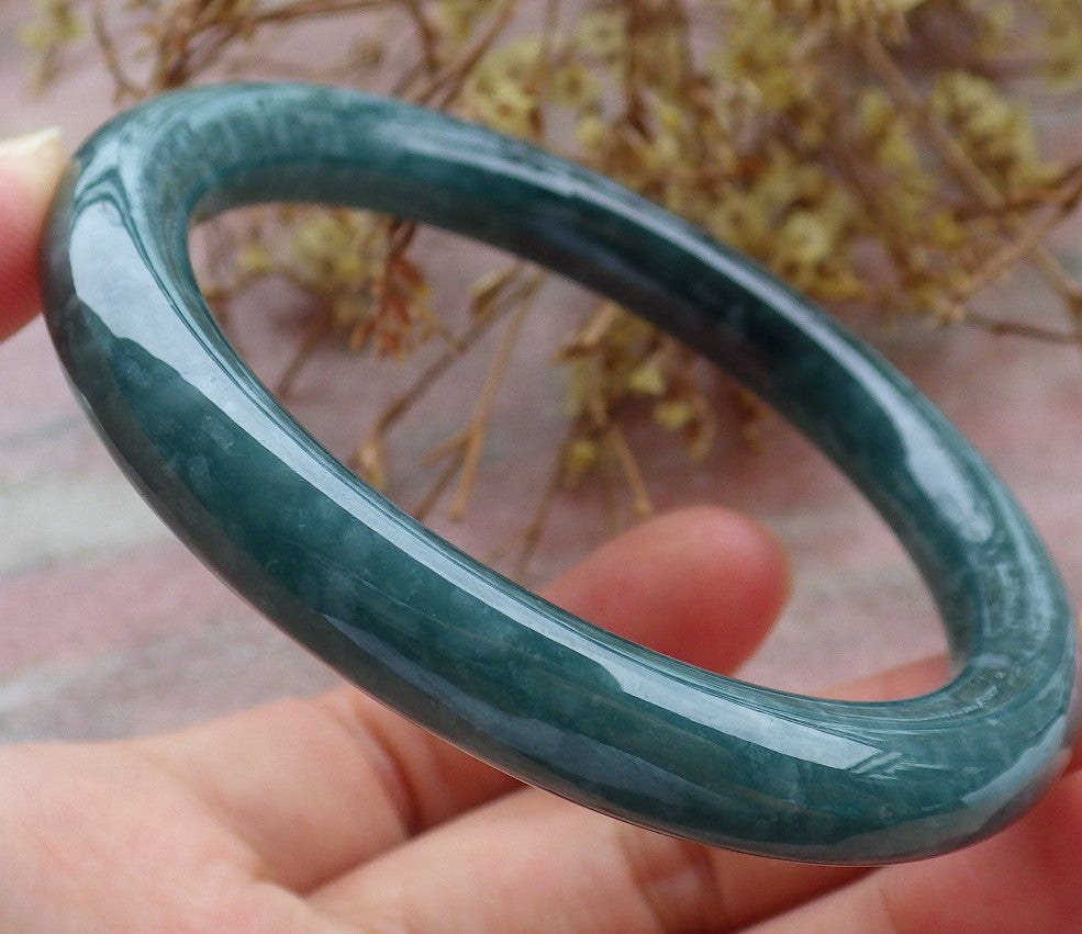 Certified Icy Green Burma 100% Natural A JADE Jadeite Circle Bangle Bracelet 56 mm 手镯 630706 TN