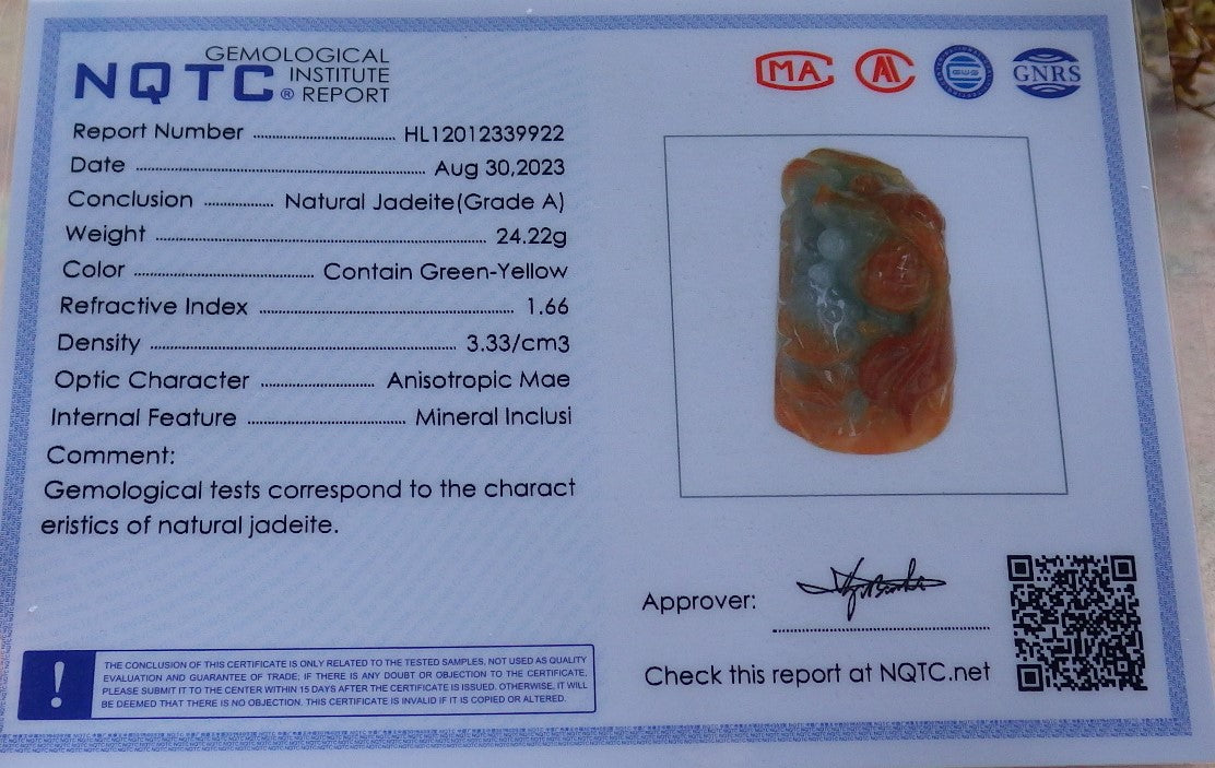 Certified Red Green Burma 100% Natural A Jade jadeite pendant Gold Fish Lotus Flower Necklace 金玉满堂 630758 TN