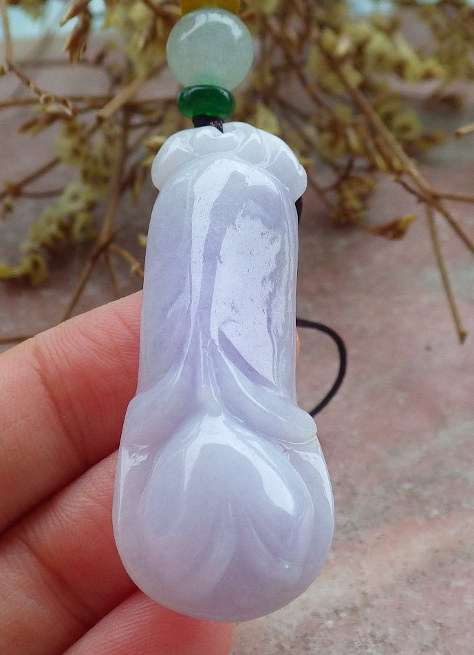 Certified Lavender Burma 100% Natural A Jade jadeite pendant Rose Flower Necklace 花开富贵 630948 TN