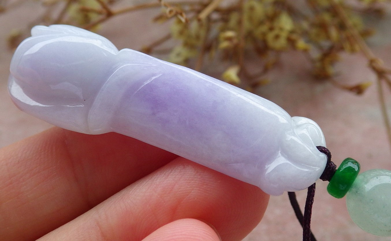 Certified Lavender Burma 100% Natural A Jade jadeite pendant Rose Flower Necklace 花开富贵 630948 TN