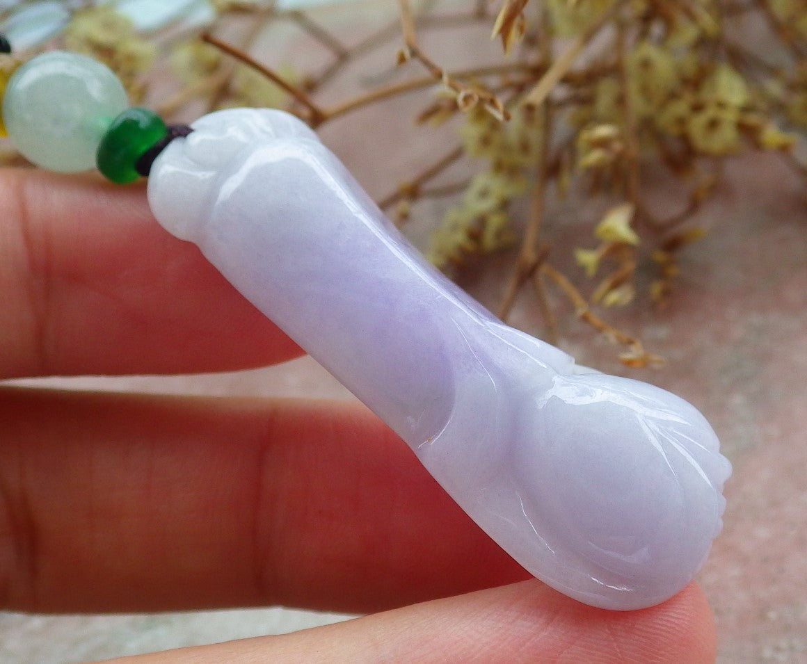 Certified Lavender Burma 100% Natural A Jade jadeite pendant Rose Flower Necklace 花开富贵 630948 TN