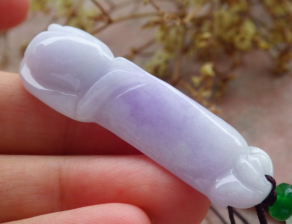 Certified Lavender Burma 100% Natural A Jade jadeite pendant Rose Flower Necklace 花开富贵 630948 TN