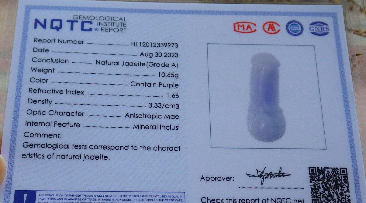 Certified Lavender Burma 100% Natural A Jade jadeite pendant Rose Flower Necklace 花开富贵 630948 TN