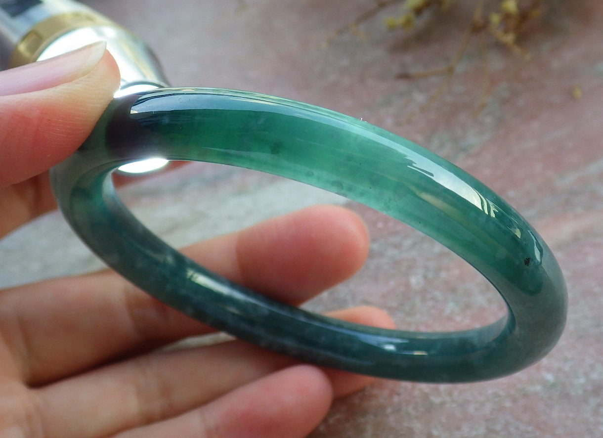 Certified Icy Green Burma 100% Natural A JADE Jadeite Circle Bangle Bracelet 57 mm 手镯 631041 TN