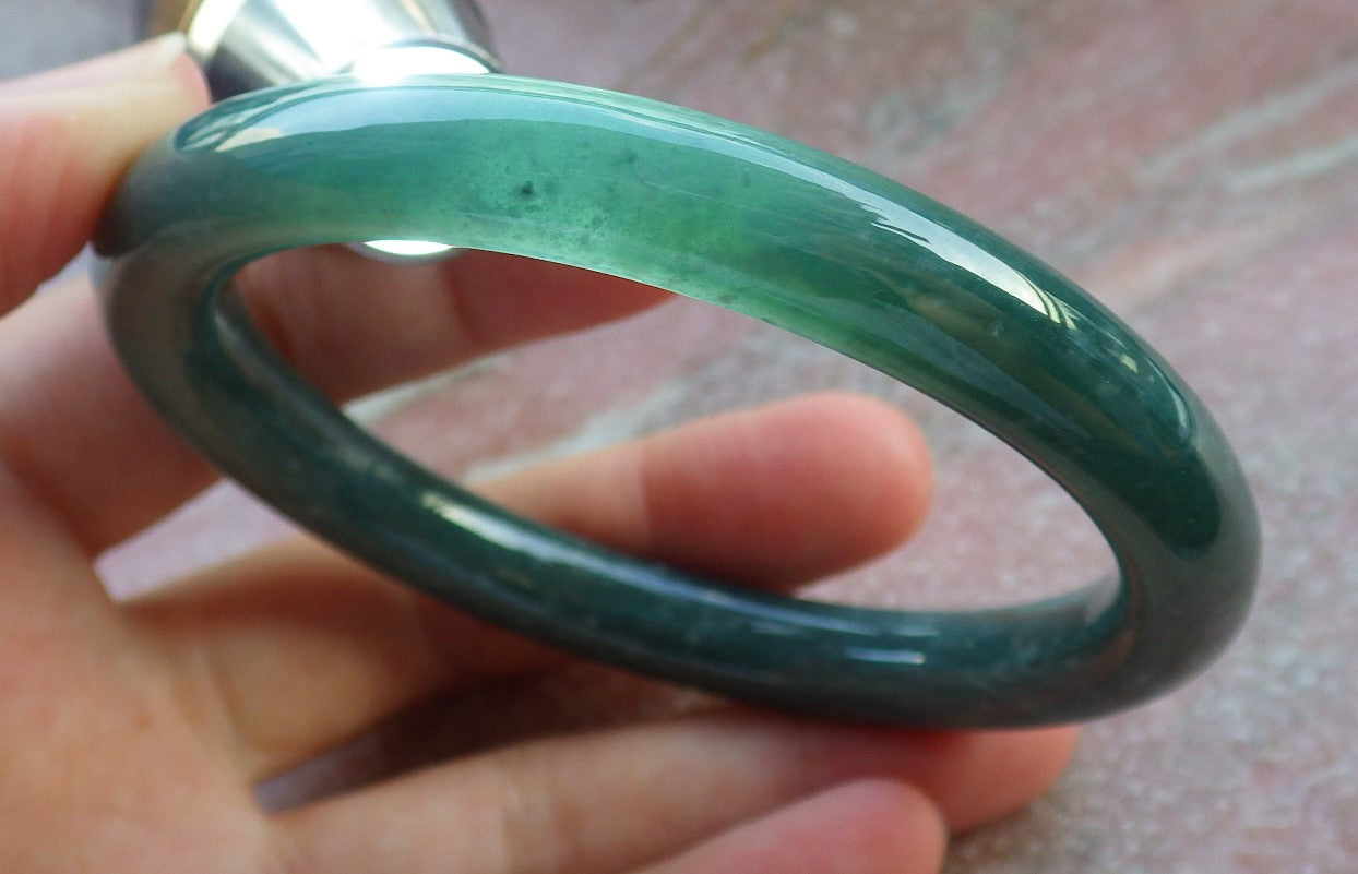 Certified Icy Green Burma 100% Natural A JADE Jadeite Circle Bangle Bracelet 59 mm 手镯 631050 TN
