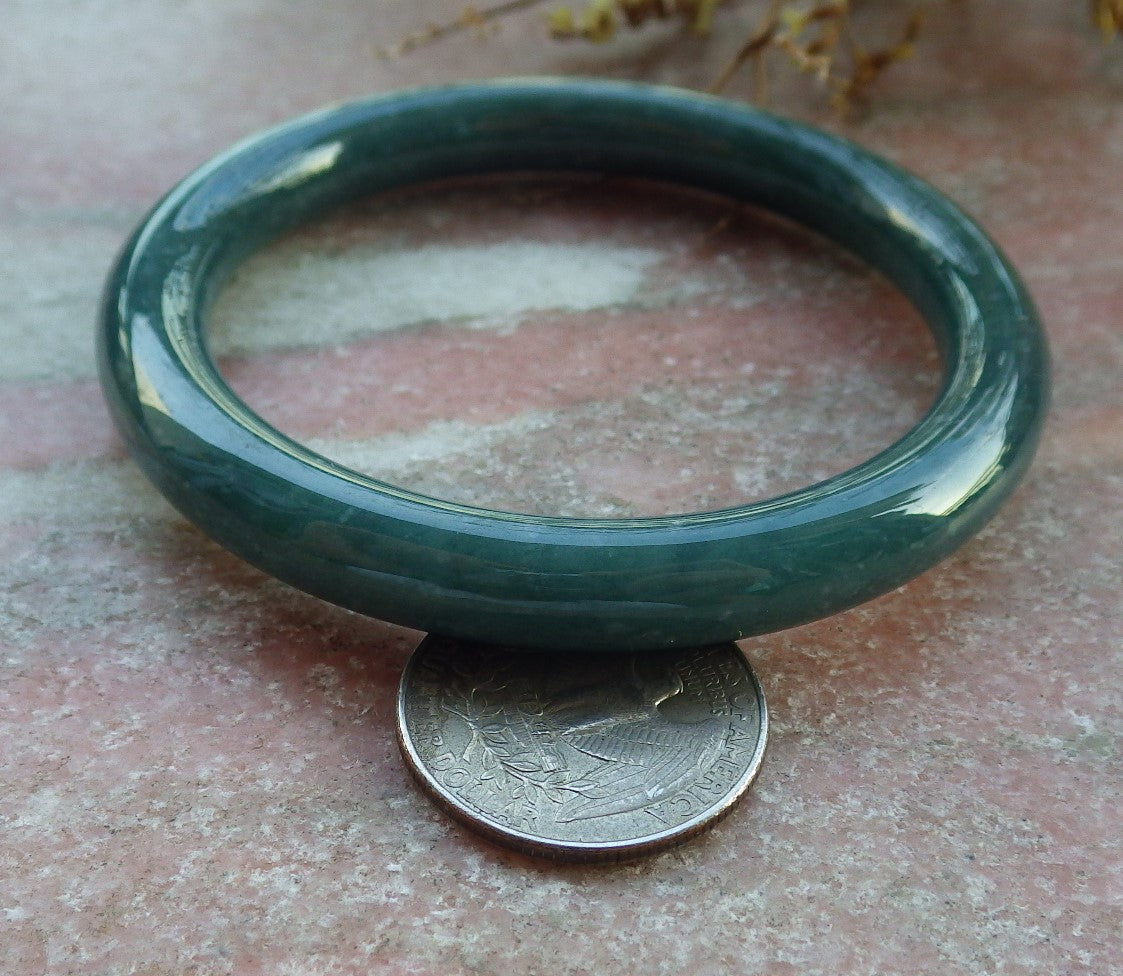 Certified Icy Green Burma 100% Natural A JADE Jadeite Circle Bangle Bracelet 59 mm 手镯 631050 TN