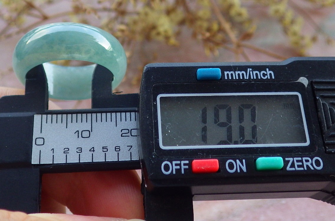 Certified Icy Green Burma 100% Natural A JADE Jadeite Circle RING USA.9 戒指 631067 TN