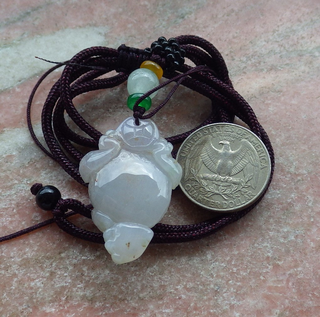 Certified Red Green Lavender Burma 100% Natural A Jade jadeite Pendant Frog Toad Coin Ruyi Necklace 招财蟾 631132 TN