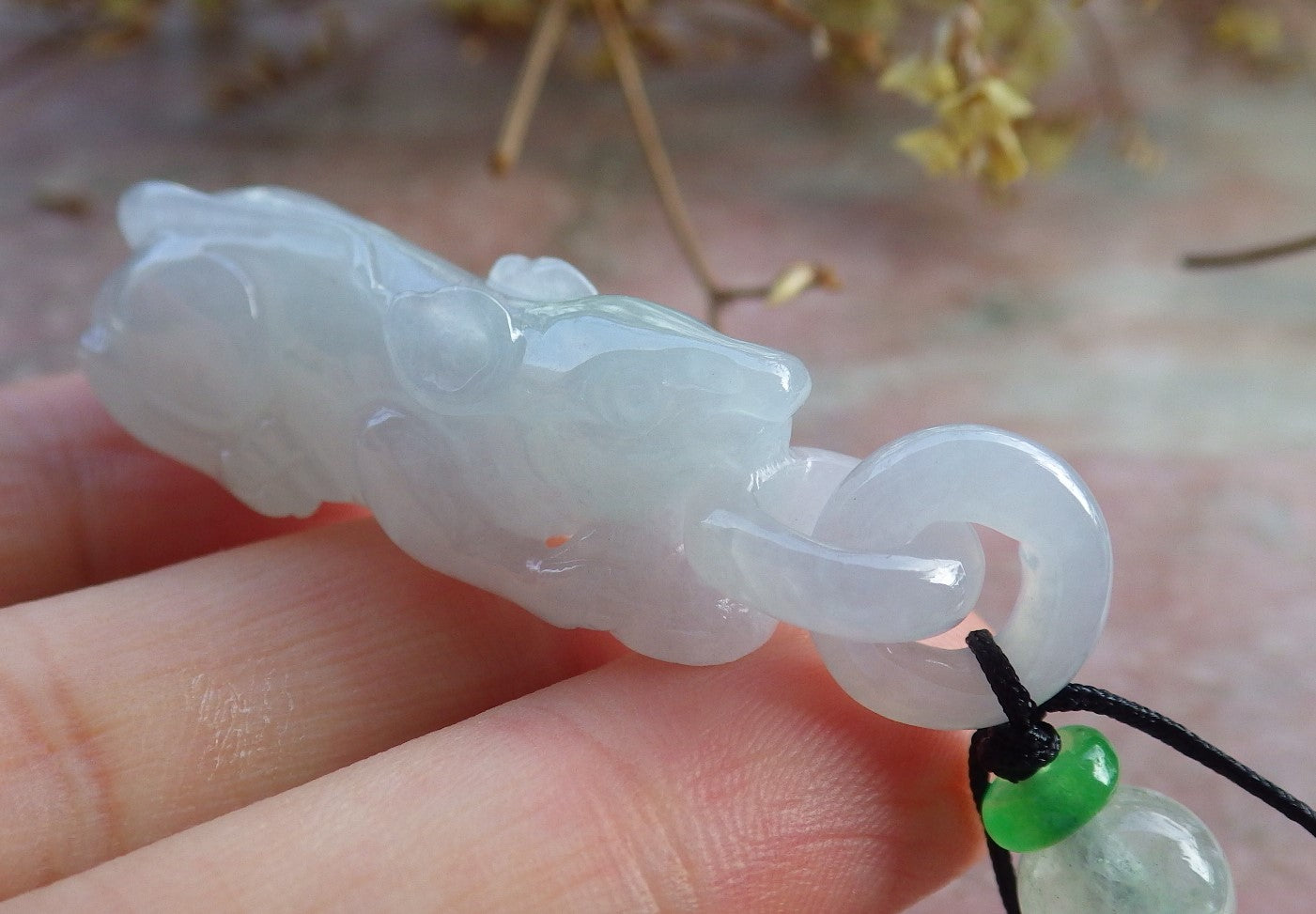 Certified Icy Green Pale Lavender Burma 100% Natural A Jade jadeite Pendant Mouse Rat Coin CIrcle Necklace W Ring 发财鼠 631275 TN