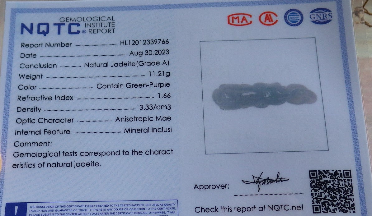 Certified Icy Green Pale Lavender Burma 100% Natural A Jade jadeite Pendant Mouse Rat Coin CIrcle Necklace W Ring 发财鼠 631275 TN