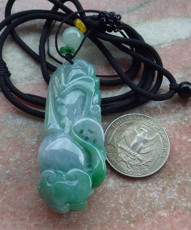 Certified Green Burma 100% Natural A Jade jadeite Pendant Dragon Ruyi Coin Necklace 生意兴隆 631478 TN