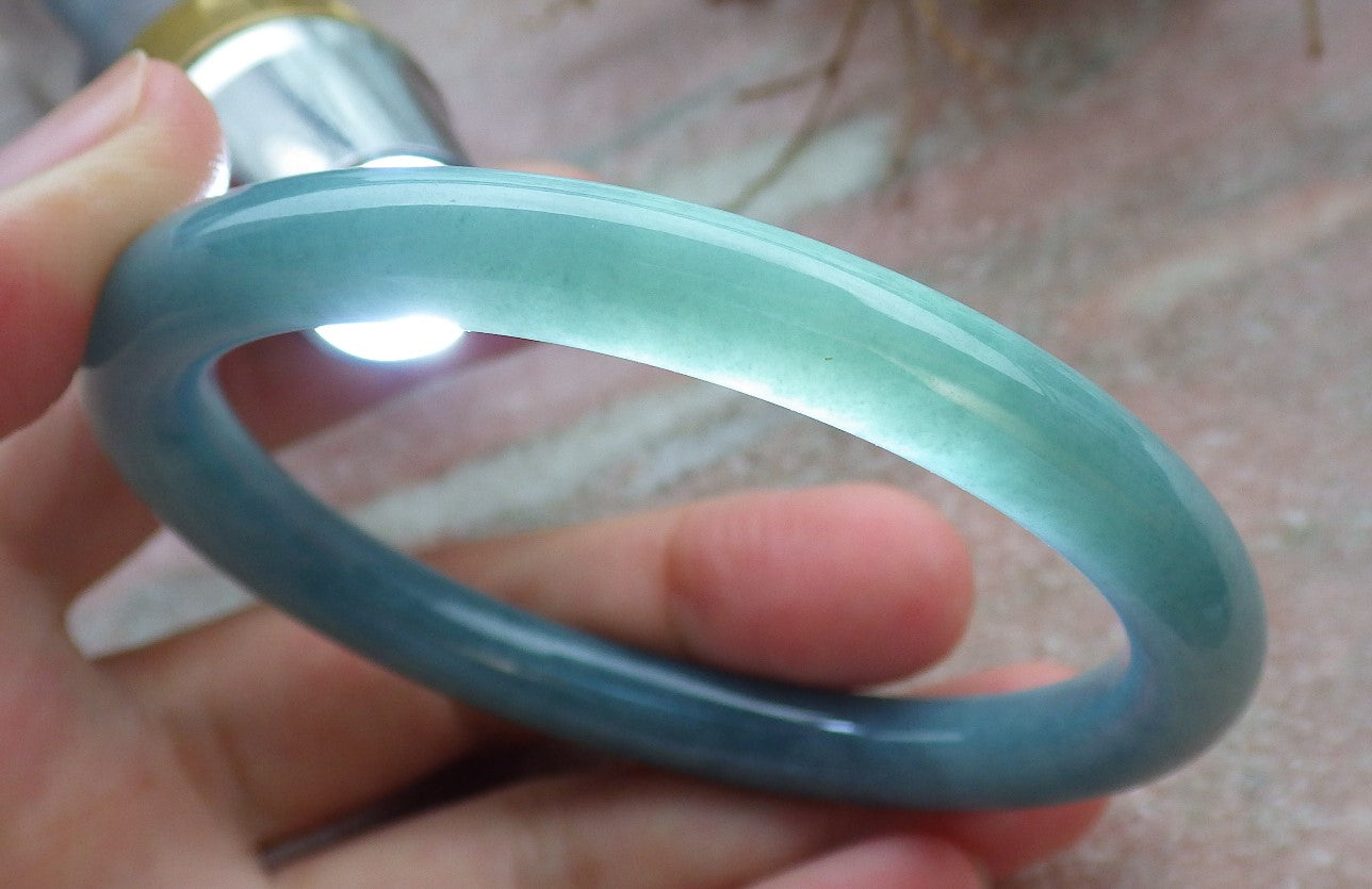 Certified Icy Green Burma 100% Natural A JADE Jadeite Circle Bangle Bracelet 56 mm 手镯 631556 TN