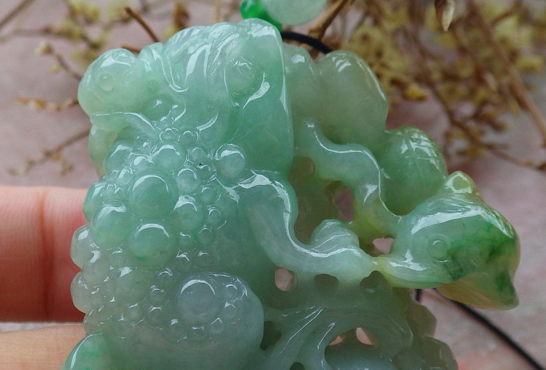 Certified Green Yellow Burma 100% Natural A Jade jadeite Pendant Frog centipede scorpion snake spider Necklace 五毒 631647 TN