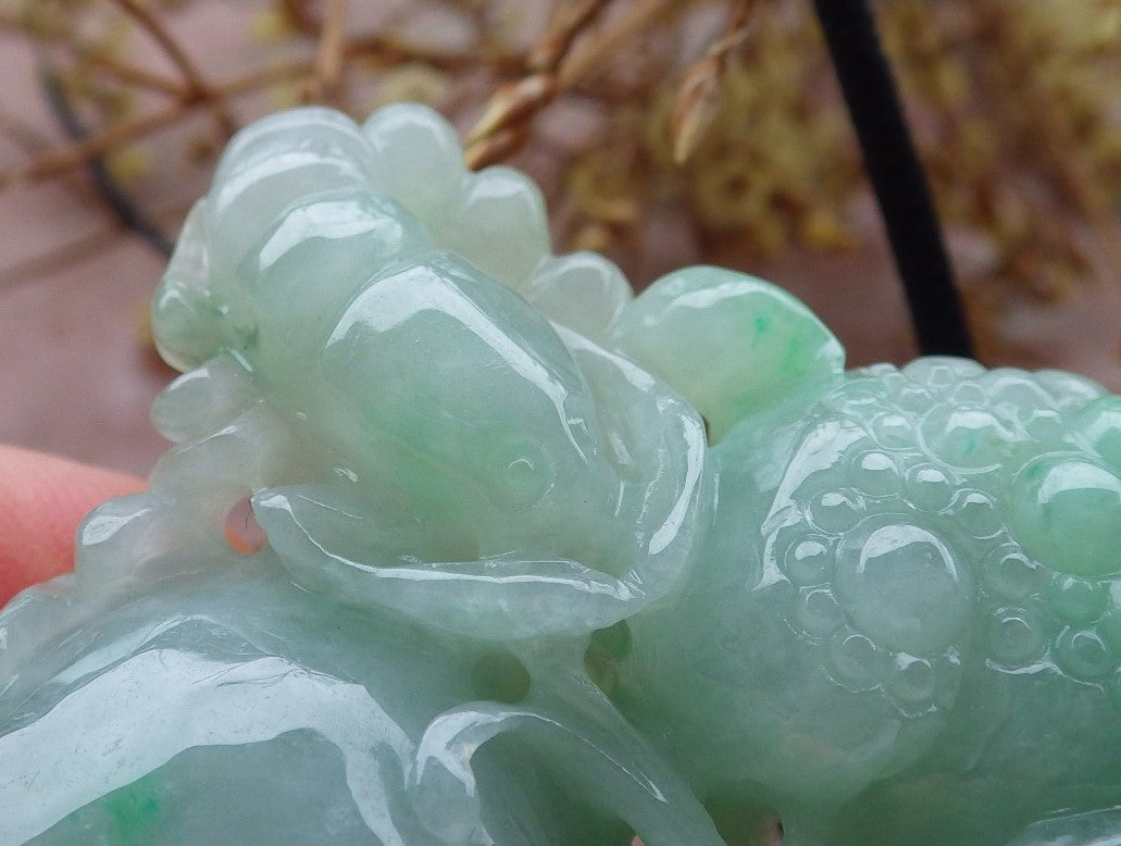 Certified Green Yellow Burma 100% Natural A Jade jadeite Pendant Frog centipede scorpion snake spider Necklace 五毒 631647 TN