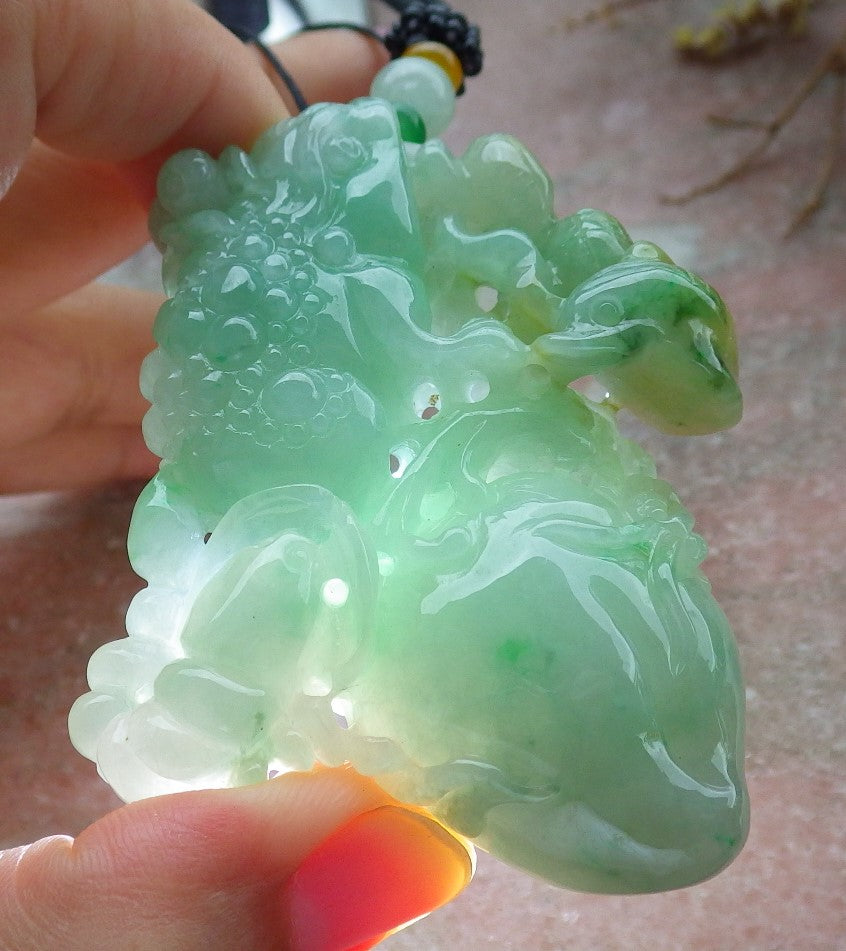 Certified Green Yellow Burma 100% Natural A Jade jadeite Pendant Frog centipede scorpion snake spider Necklace 五毒 631647 TN