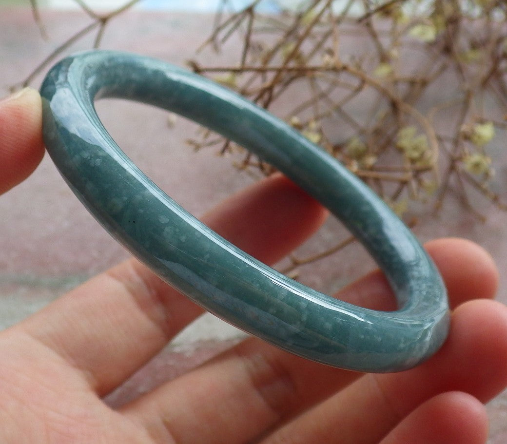 Certified Green Burma 100% Natural A JADE Jadeite Circle Bangle Bracelet 56 mm 手镯 634522 TN