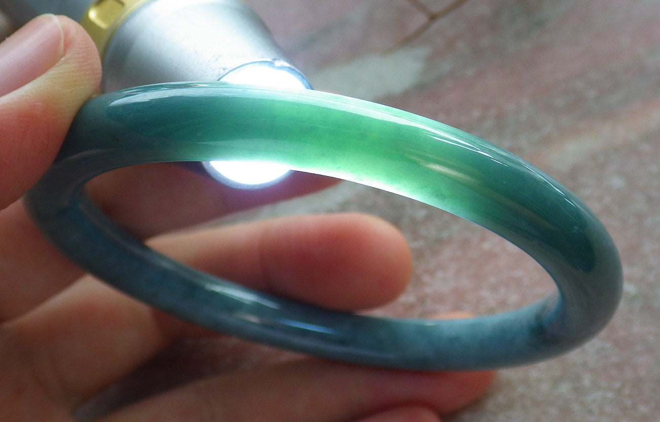Certified Icy Green Burma 100% Natural A JADE Jadeite Circle Bangle Bracelet 58 mm 手镯 634556 TN
