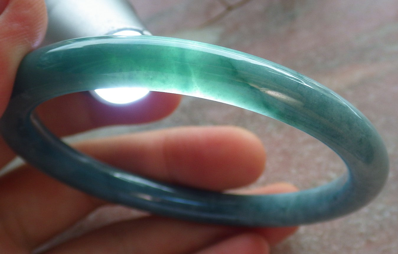 Certified Icy Green Burma 100% Natural A JADE Jadeite Circle Bangle Bracelet 58 mm 手镯 634556 TN
