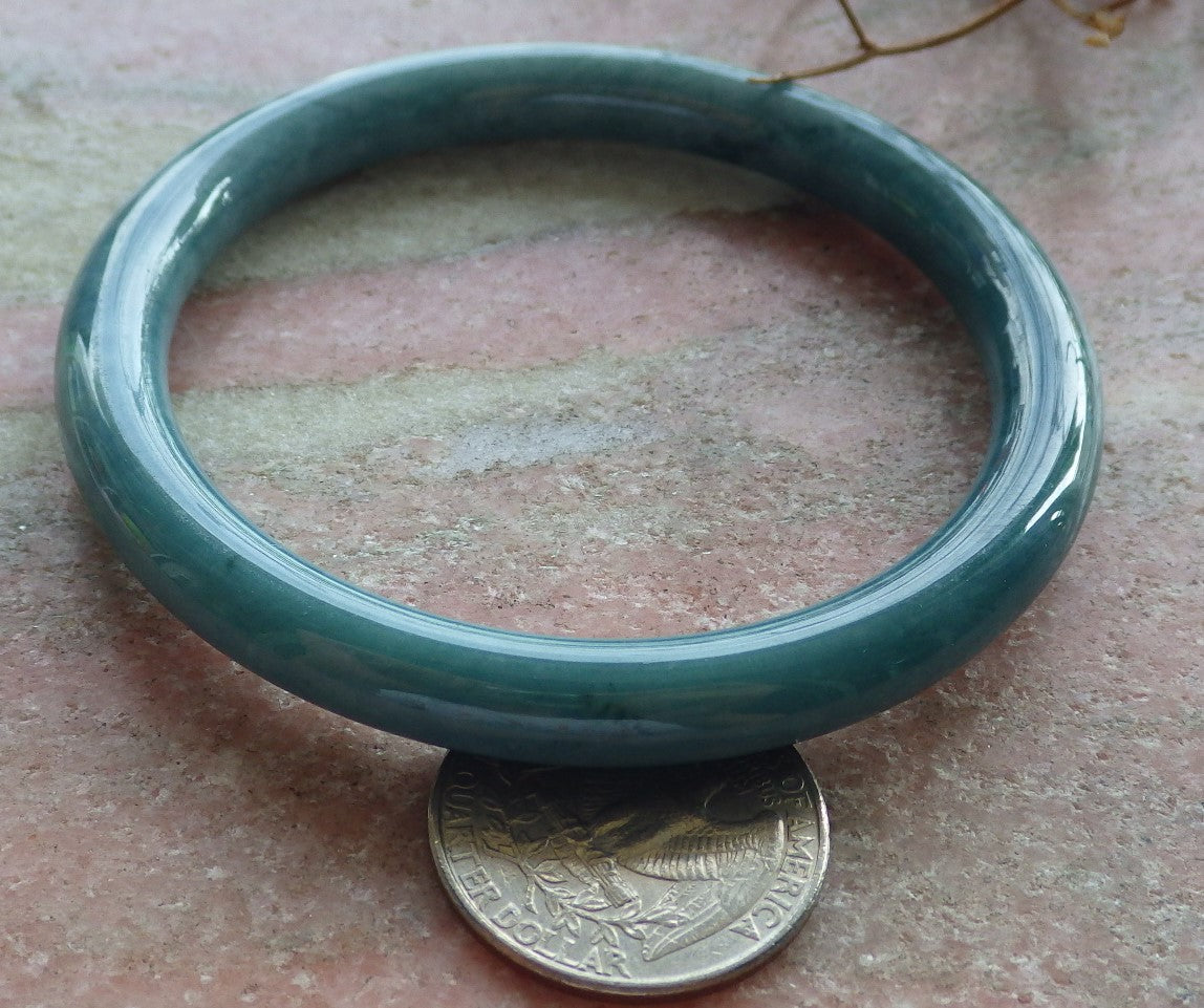 Certified Icy Green Burma 100% Natural A JADE Jadeite Circle Bangle Bracelet 58 mm 手镯 634556 TN