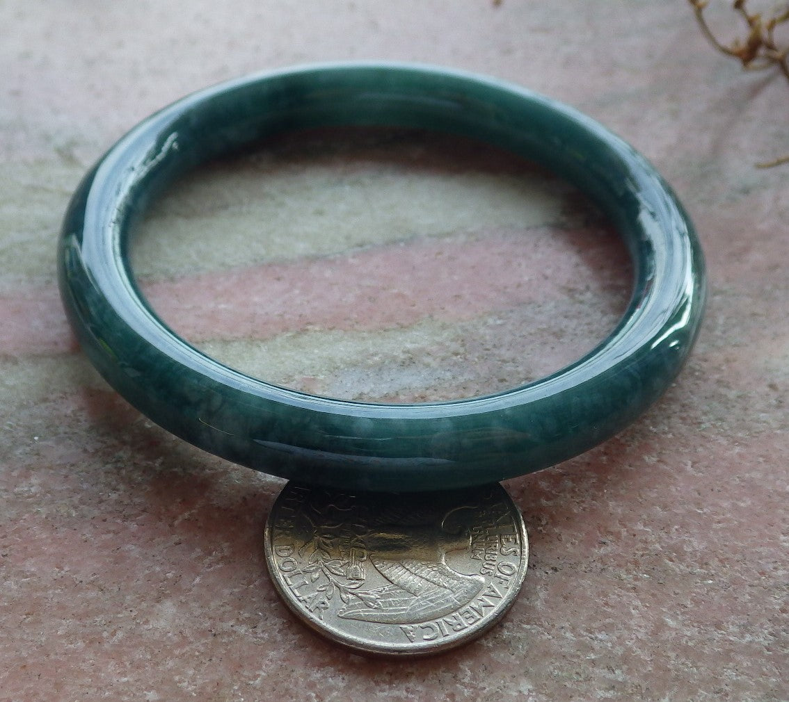 Certified Icy Green Burma 100% Natural A JADE Jadeite Circle Bangle Bracelet 55 mm 手镯 634564 TN