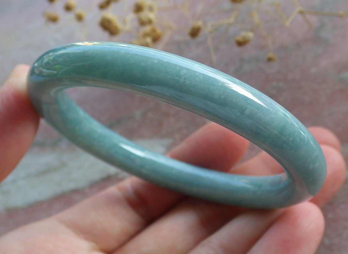 Certified Green Burma 100% Natural A JADE Jadeite Circle Bangle Bracelet 53 mm 手镯 637107 TN