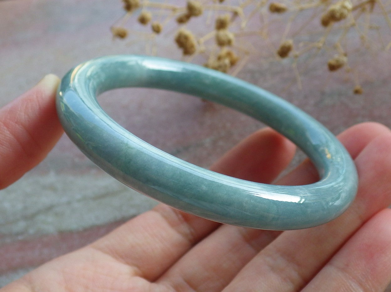 Certified Green Burma 100% Natural A JADE Jadeite Circle Bangle Bracelet 53 mm 手镯 637107 TN