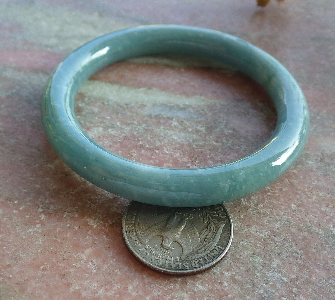 Certified Green Burma 100% Natural A JADE Jadeite Circle Bangle Bracelet 53 mm 手镯 637107 TN