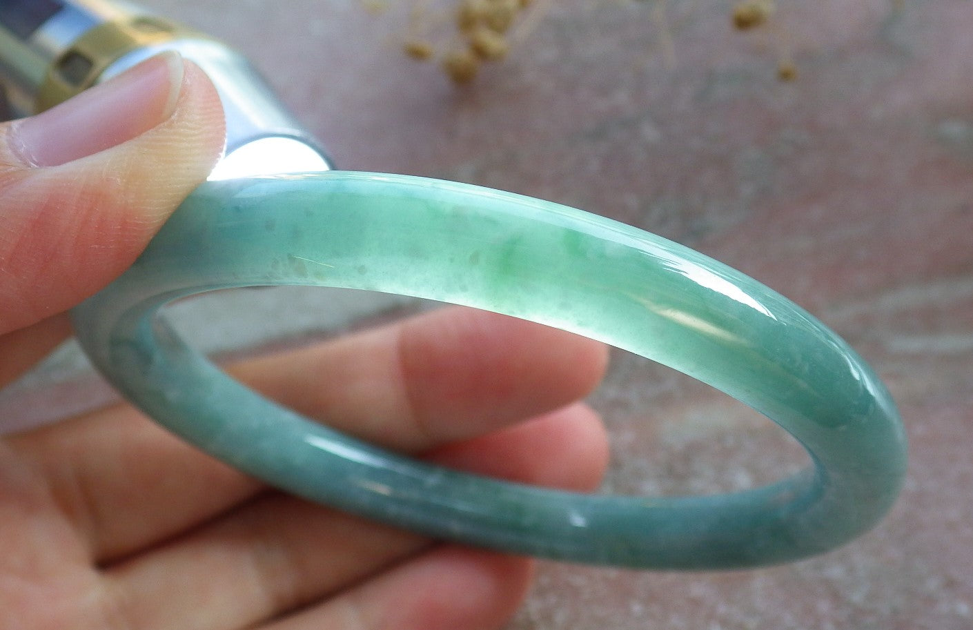 Certified Green Burma 100% Natural A JADE Jadeite Circle Bangle Bracelet 60 mm 手镯 637117 TN