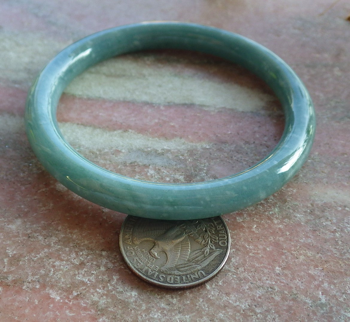Certified Green Burma 100% Natural A JADE Jadeite Circle Bangle Bracelet 60 mm 手镯 637117 TN
