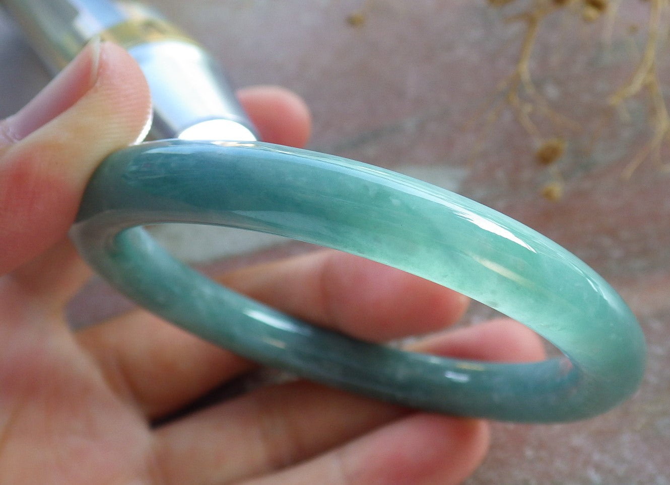 Certified Icy Green Burma 100% Natural A JADE Jadeite Circle Bangle Bracelet 54 mm 手镯 637135 TN