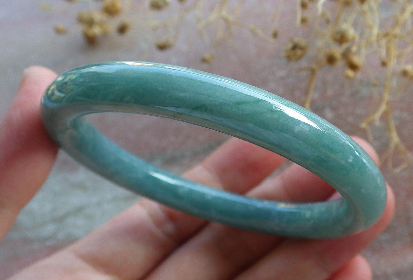 Certified Icy Green Burma 100% Natural A JADE Jadeite Circle Bangle Bracelet 54 mm 手镯 637135 TN