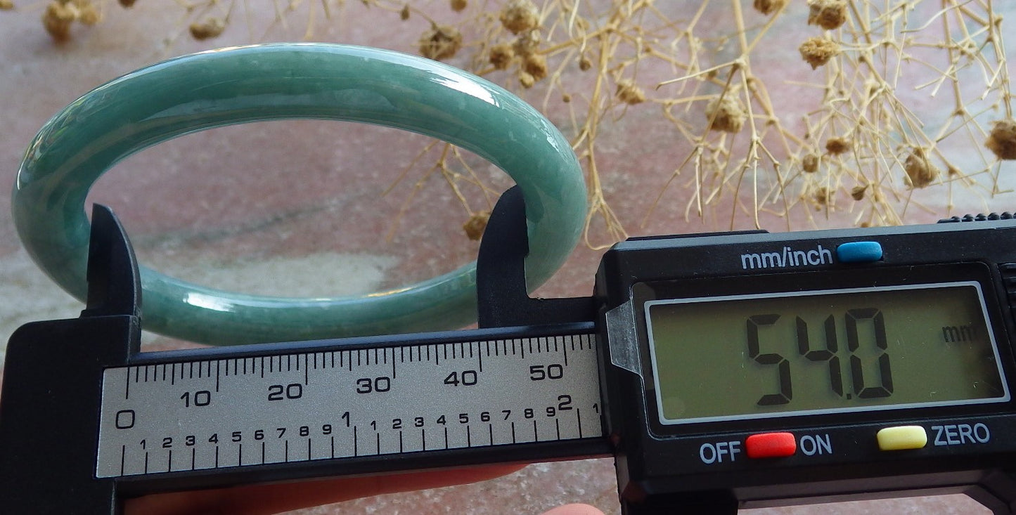 Certified Icy Green Burma 100% Natural A JADE Jadeite Circle Bangle Bracelet 54 mm 手镯 637135 TN
