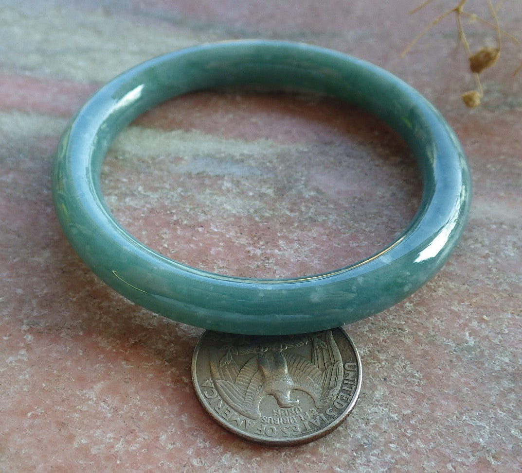 Certified Icy Green Burma 100% Natural A JADE Jadeite Circle Bangle Bracelet 54 mm 手镯 637135 TN
