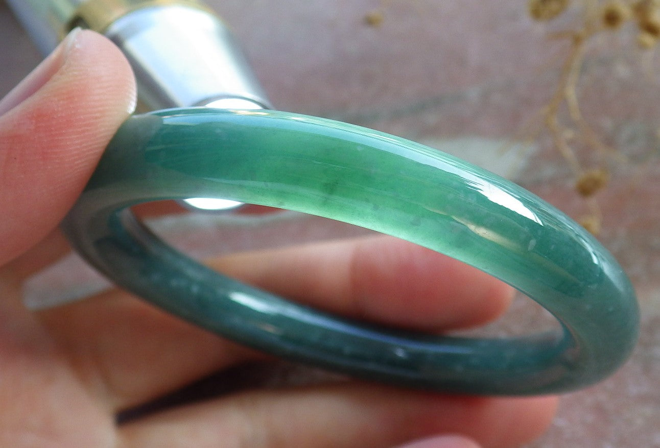 Certified Green Burma 100% Natural A JADE Jadeite Circle Bangle Bracelet 51 mm 手镯 637145 TN
