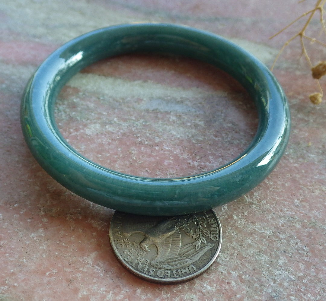 Certified Green Burma 100% Natural A JADE Jadeite Circle Bangle Bracelet 51 mm 手镯 637145 TN
