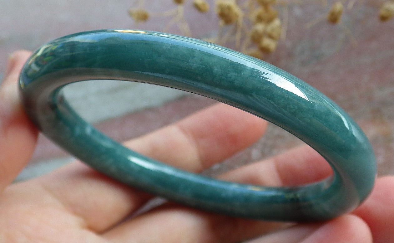 Certified Icy Green Burma 100% Natural A JADE Jadeite Circle Bangle Bracelet 56 mm 手镯 637173 TN