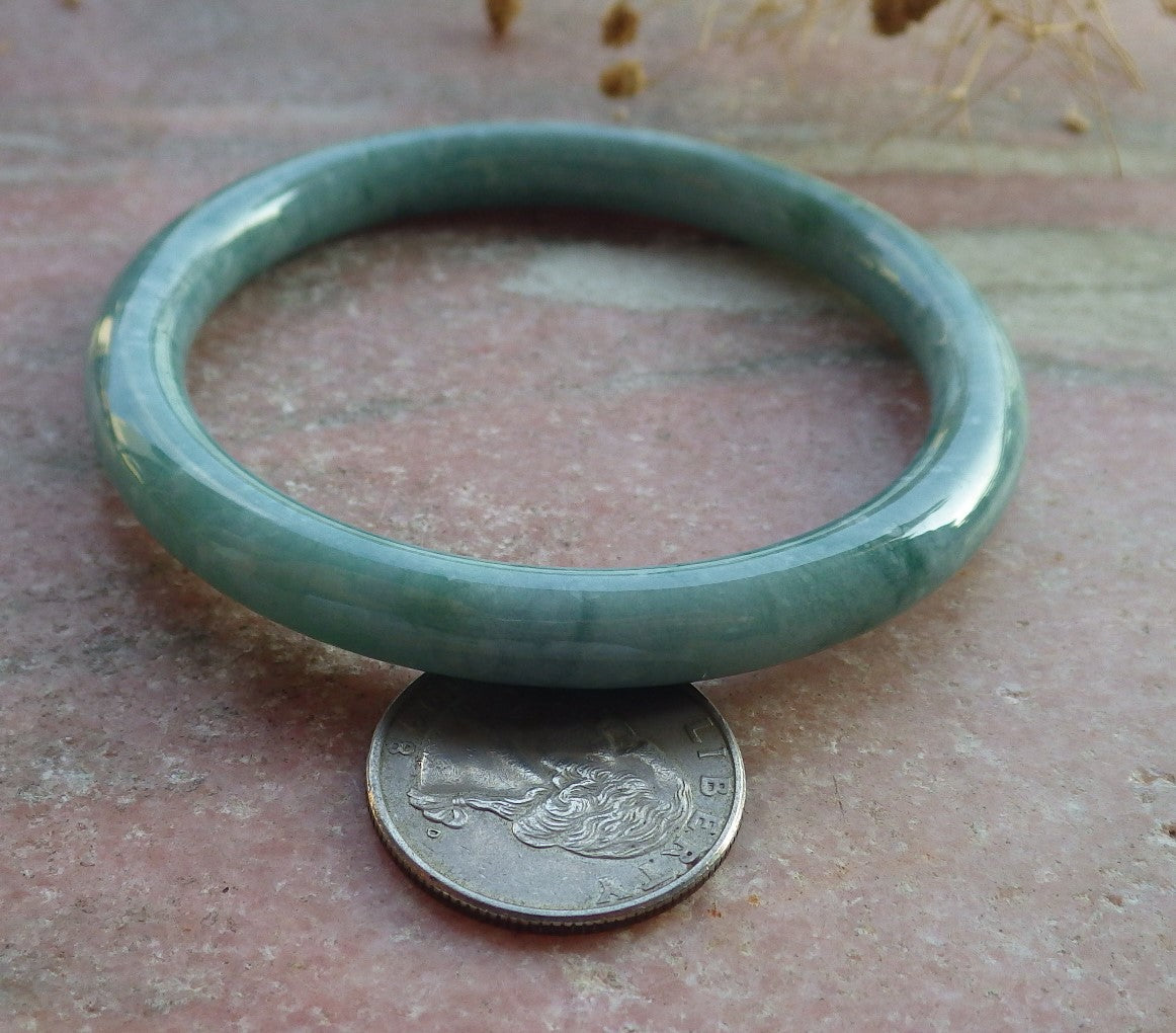 Certified Green Burma 100% Natural A JADE Jadeite Circle Bangle Bracelet 60 mm 手镯 637870 TN