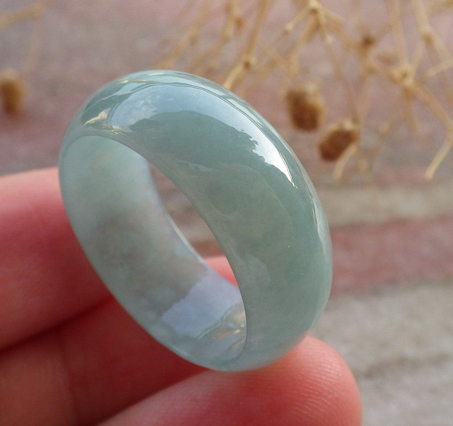 Certified Icy Green Burma 100% Natural A JADE Jadeite Circle RING USA. 11.5 戒指 637915 TN