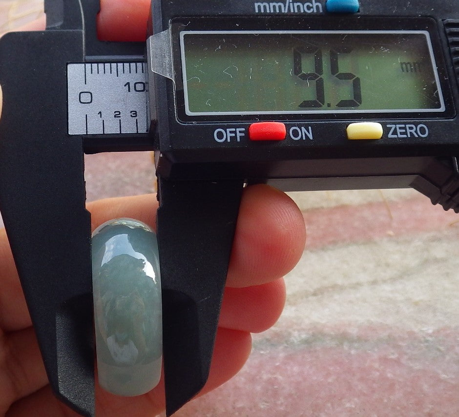 Certified Icy Green Burma 100% Natural A JADE Jadeite Circle RING USA. 11.5 戒指 637915 TN