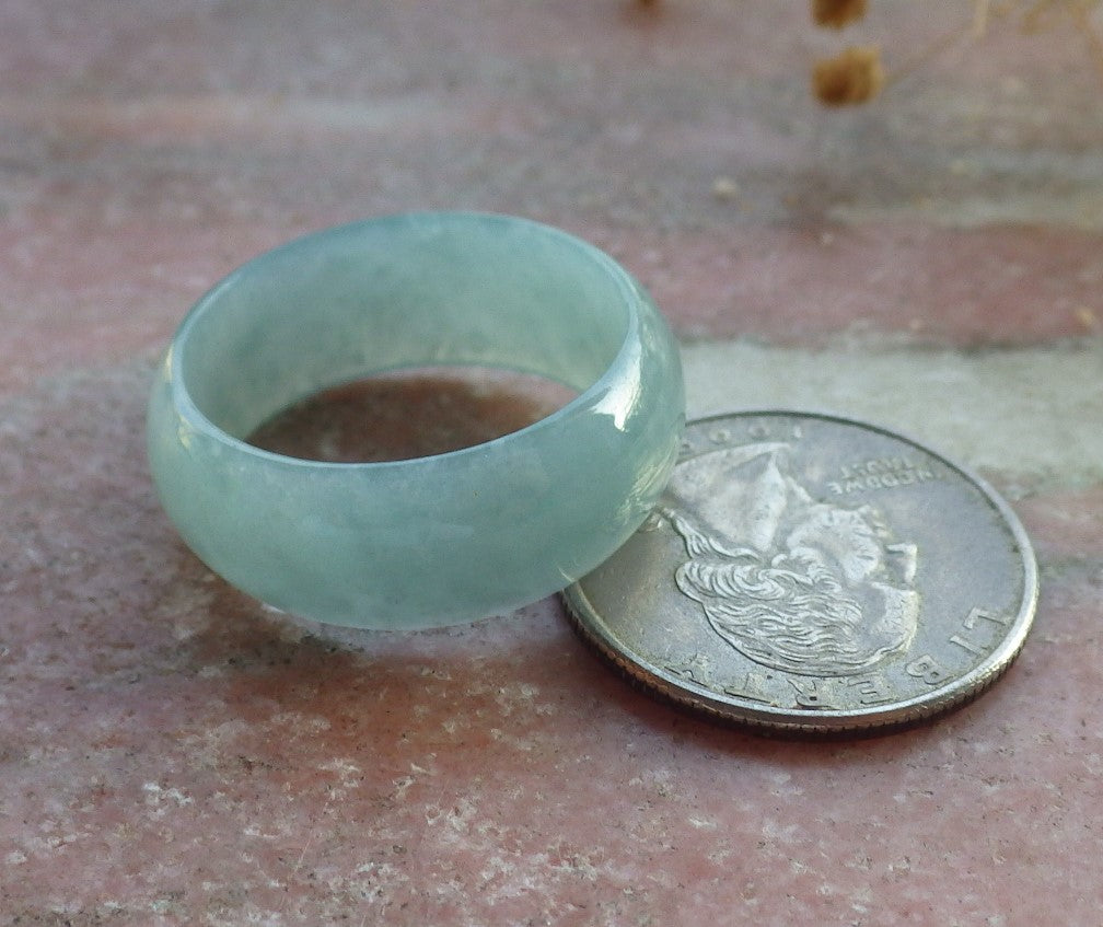 Certified Icy Green Burma 100% Natural A JADE Jadeite Circle RING USA. 11.5 戒指 637915 TN