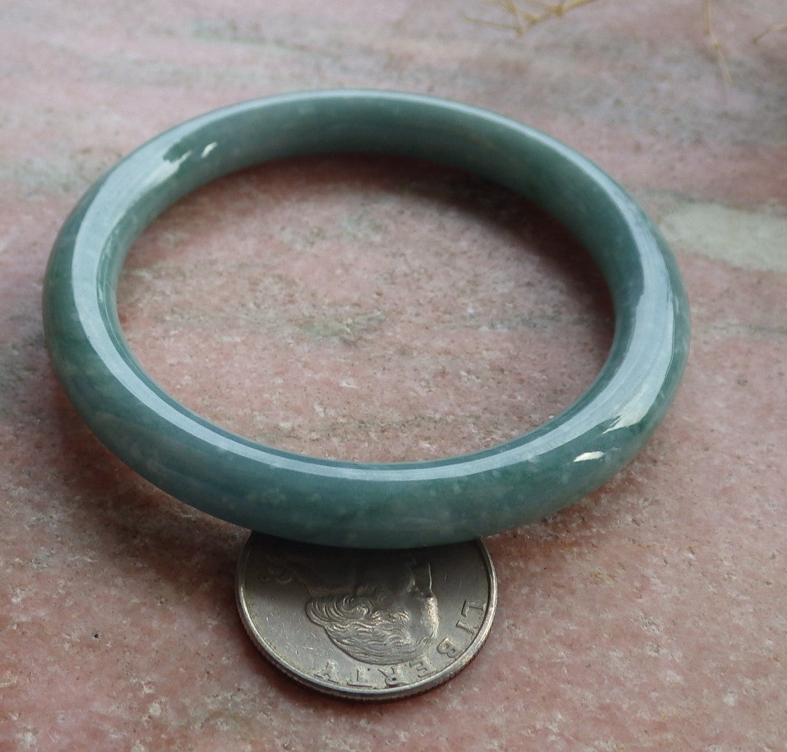 Certified Green Burma 100% Natural A JADE Jadeite Circle Bangle Bracelet 54 mm 手镯 637947 TN