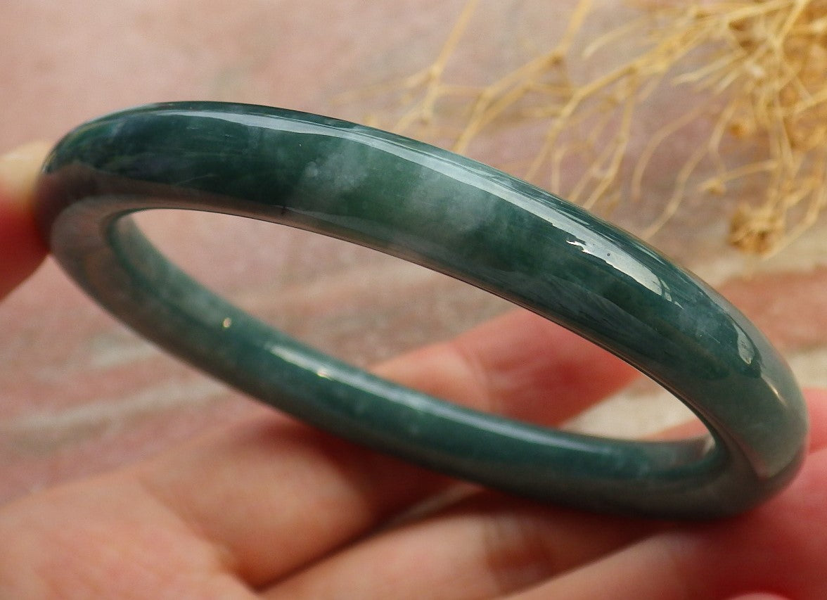 Certified Green Burma 100% Natural A JADE Jadeite Circle Bangle Bracelet 57 mm 手镯 637956 TN