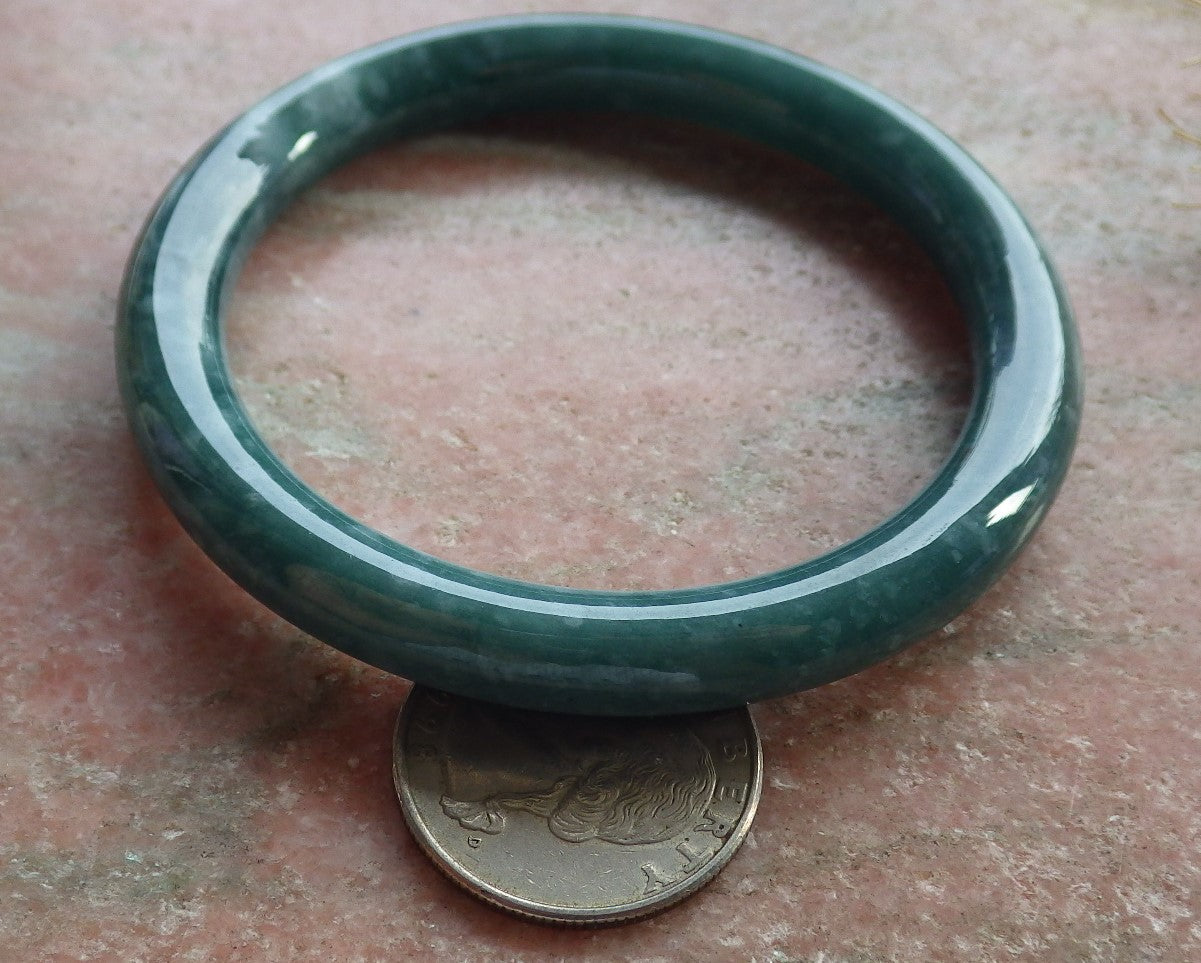 Certified Green Burma 100% Natural A JADE Jadeite Circle Bangle Bracelet 57 mm 手镯 637956 TN