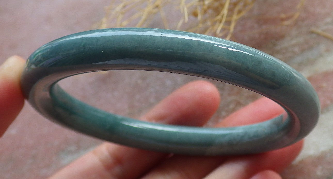 Certified Green Burma 100% Natural A JADE Jadeite Circle Bangle Bracelet 57 mm 手镯 637993 TN
