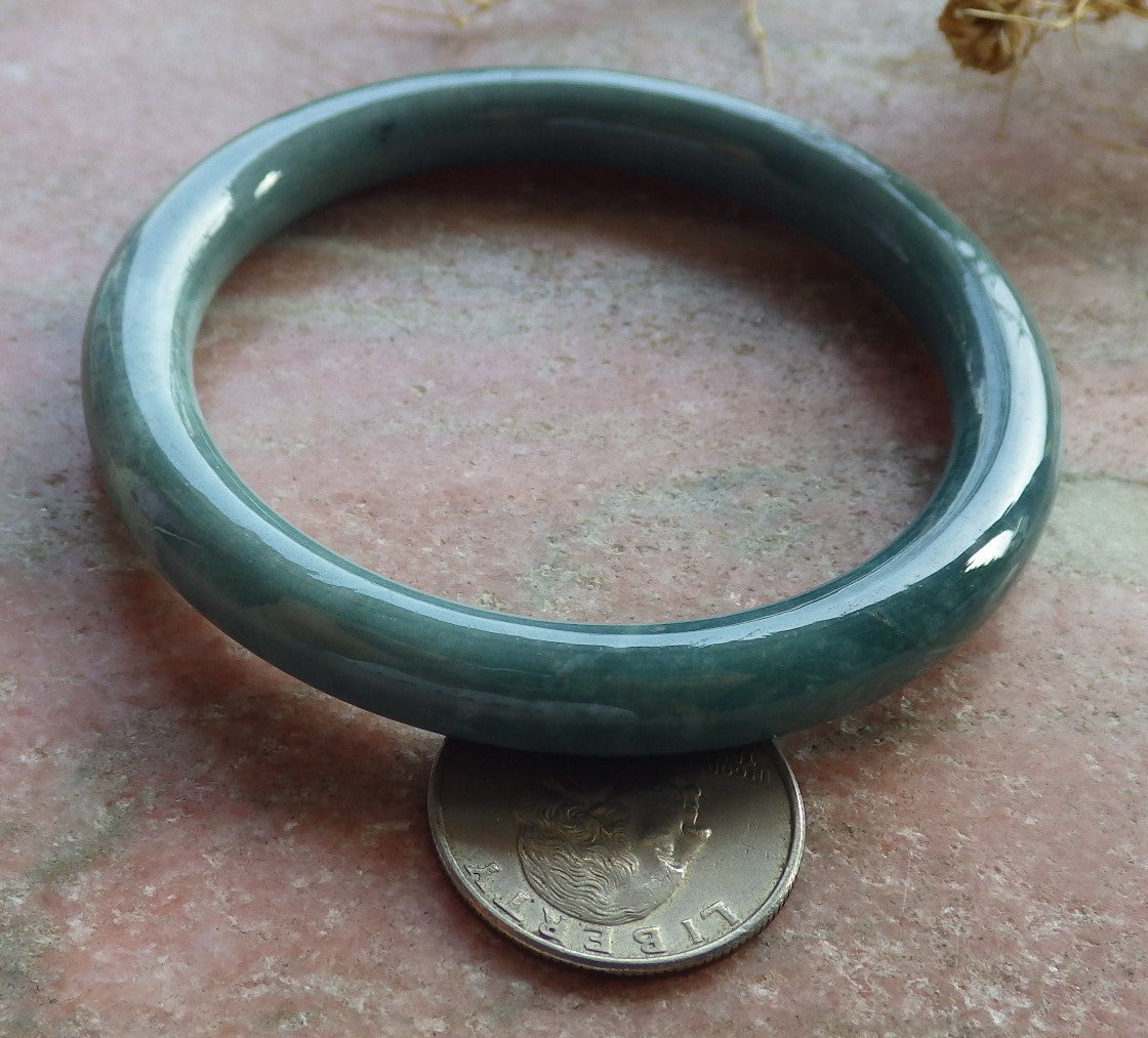 Certified Green Burma 100% Natural A JADE Jadeite Circle Bangle Bracelet 57 mm 手镯 637993 TN
