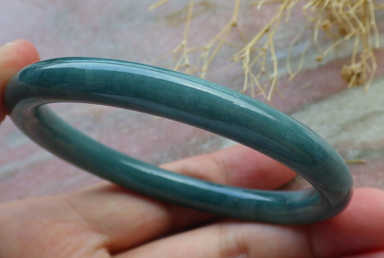 Certified Green Burma 100% Natural A JADE Jadeite Circle Bangle Bracelet 58 mm 手镯 638009 TN