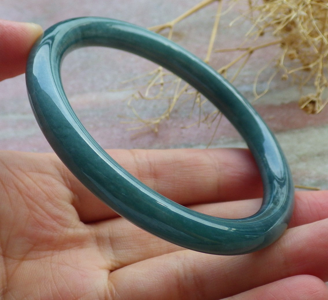 Certified Green Burma 100% Natural A JADE Jadeite Circle Bangle Bracelet 58 mm 手镯 638009 TN